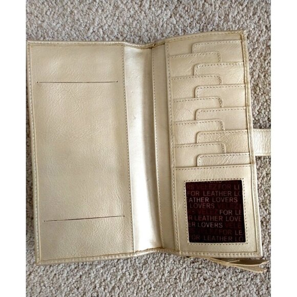 Wallet Bi-Fold Women's VELEZ Leather Organizer Small Clutch Matte Gold - 8x4x1 - Picture 6 of 13